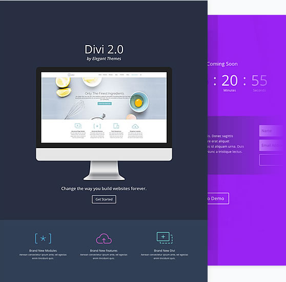 divi 2 landing, sales and splash pages