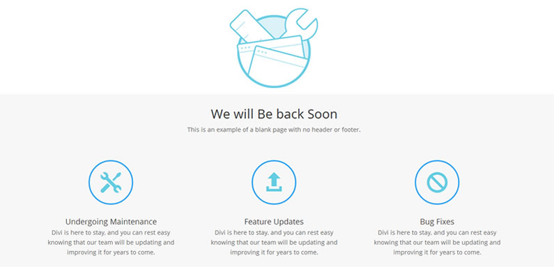 divi 2 maintenance mode page