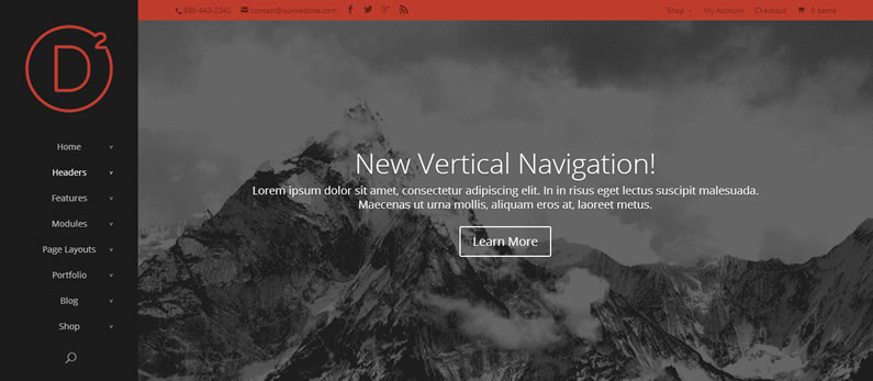 divi customizer vertical navigation