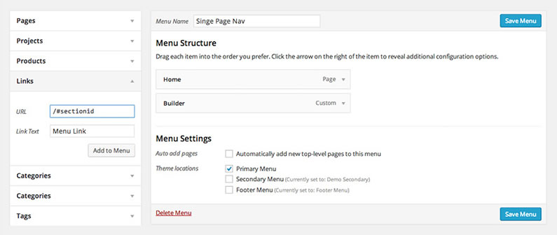 divi 2.1 menu links to section IDs