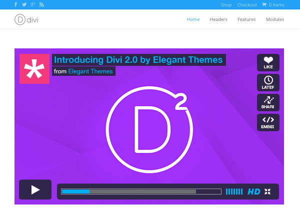 divi 2.2 single video module