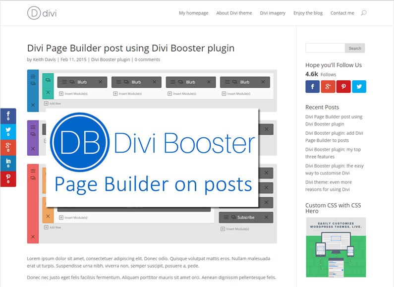 divi booster post created using page builder