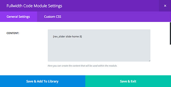 divi 2.4 code module placing slider revolution shortcode