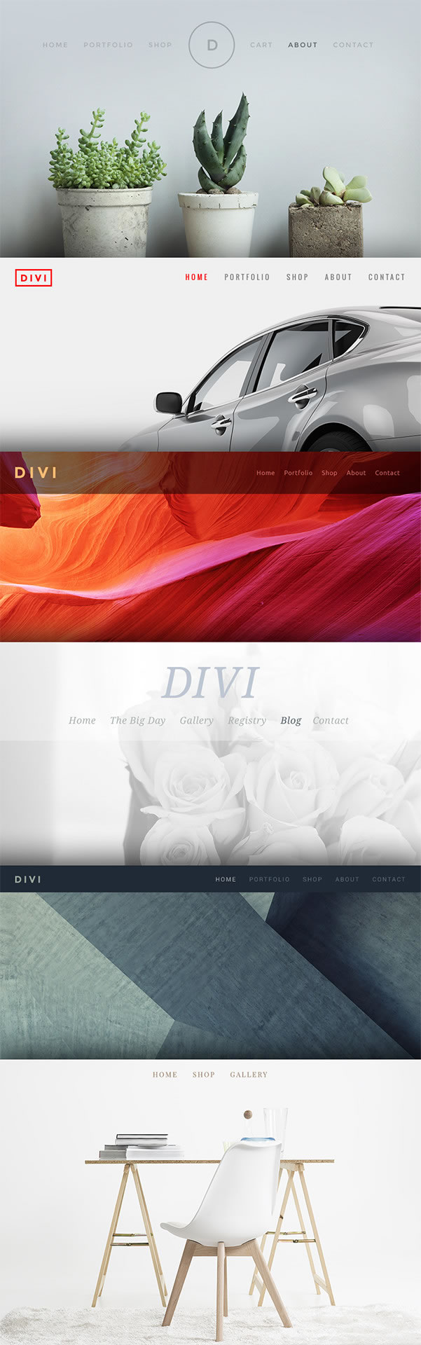 divi 2.4 header and navigation combination examples