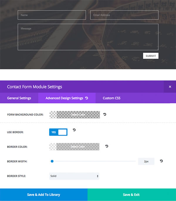 divi 2.4 fully transparent contact form