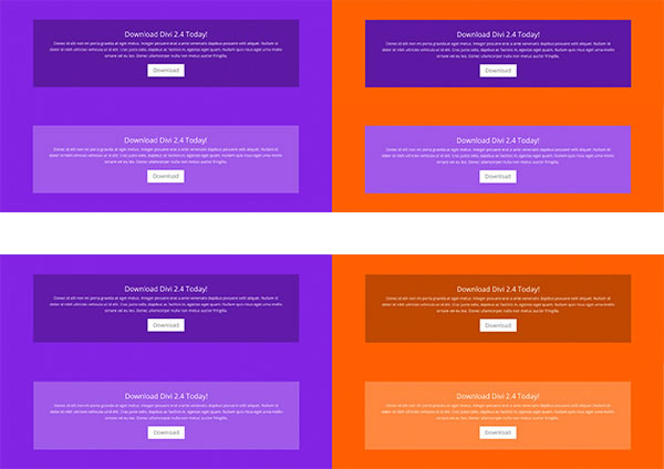 divi 2.4 transparent backgrounds for a cohesive colour palette