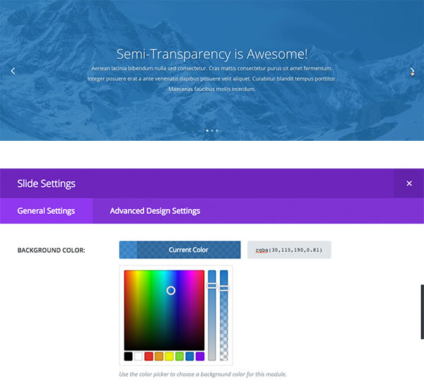 divi 2.4 transparent backgrounds for slider slides