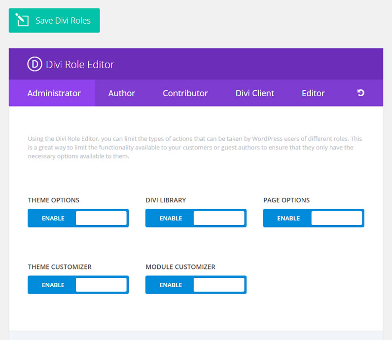 divi role editor - roles