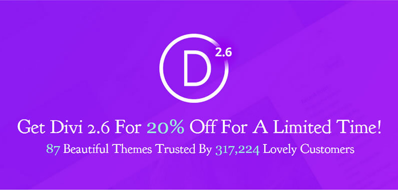 Divi 2.6 released – complete with fabulous 20% off offer