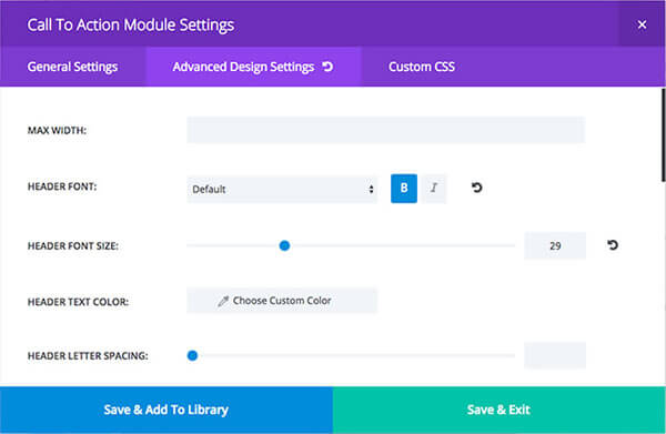 divi 2.6 module settings