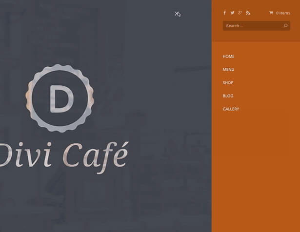 divi 2.6 menu sldes in from side of screen