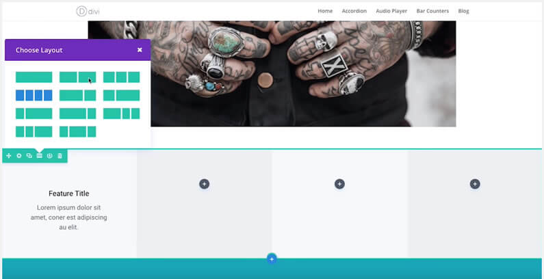 Divi 3.0 Visual Builder page layout