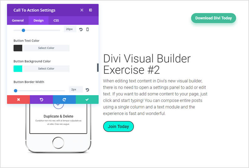 visual page builder exercise #2