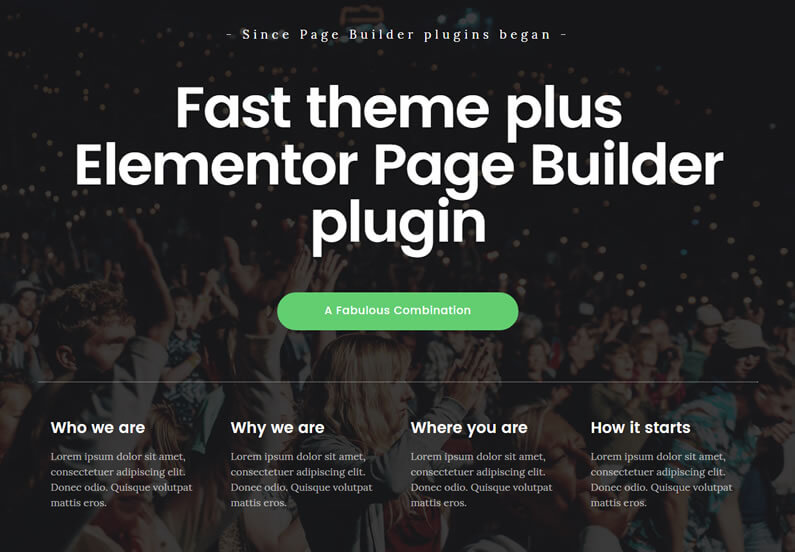 elementor page builder plugin and fast theme