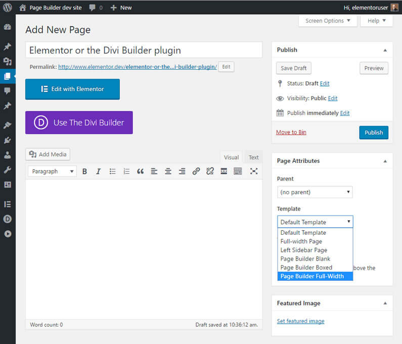 wordpress environment for page builder plugins