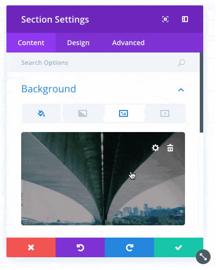 new divi background options interface