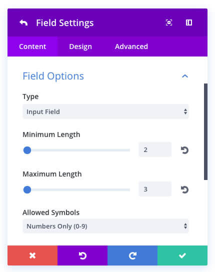 new divi contact form module field validation