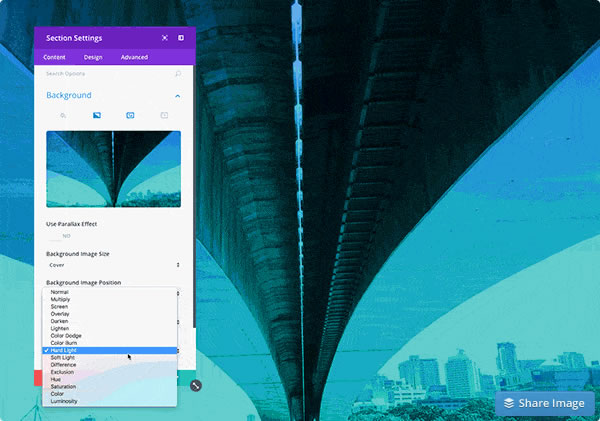 divi's new background image blend modes