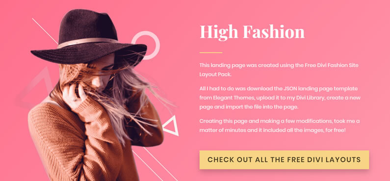 free divi fashion site layout pack landing page demo