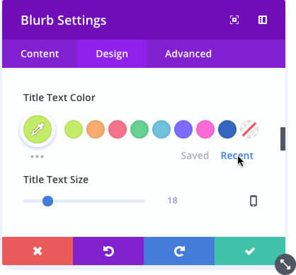 divi colour manager access recent colours